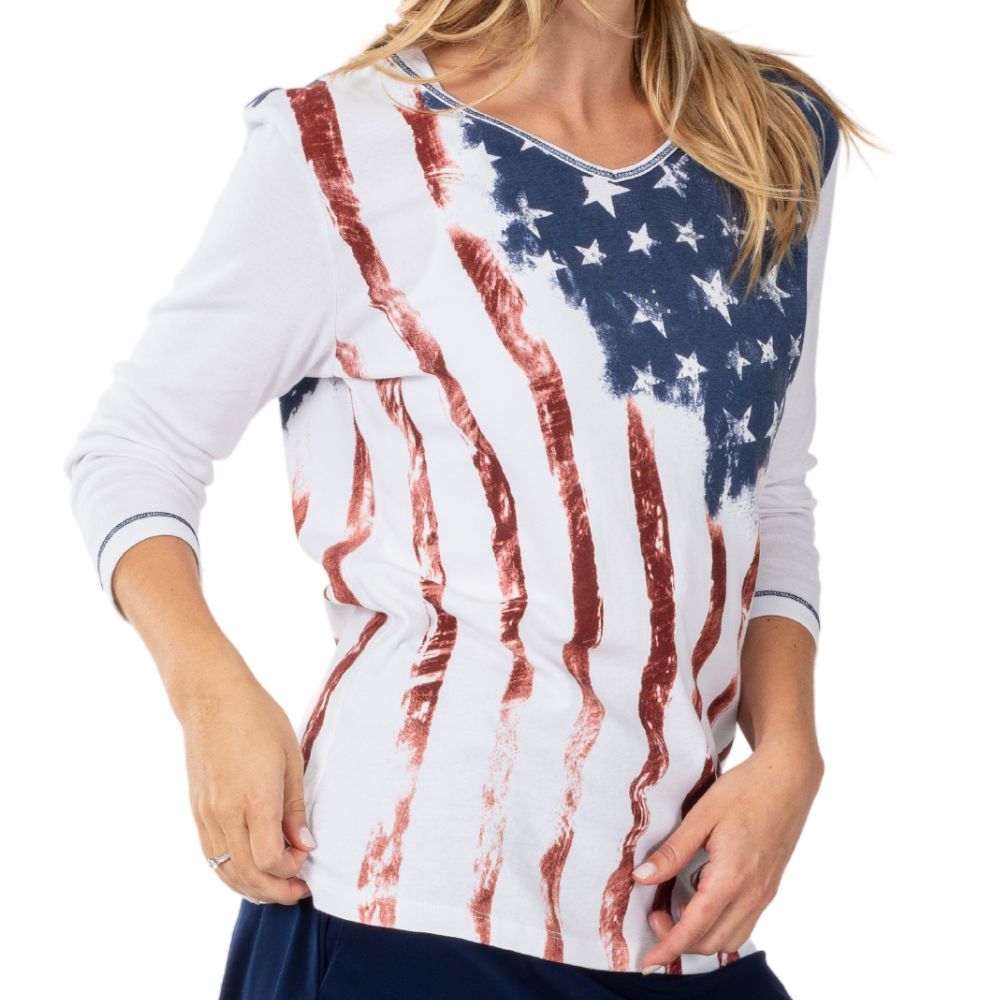Women's Old Glory 3/4 Sleeve Top – The Flag Shirt
