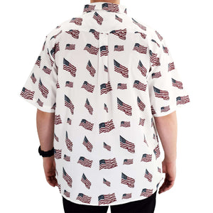 mens woven button down allover flags shirt - the flag shirt