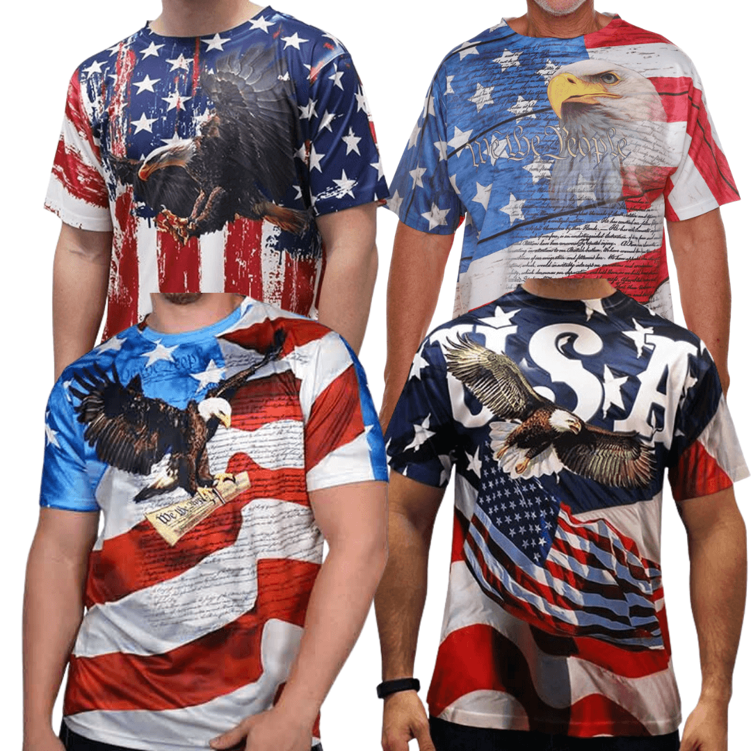 Men's USA Eagle Quick Dry T-Shirt Bundle of 4 Shirts
