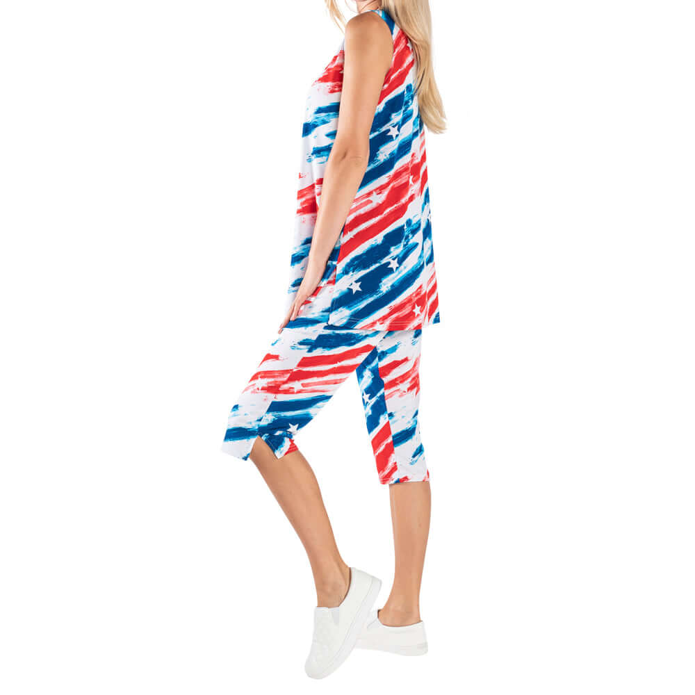 Women's Made in USA  Stars and StripesTunic and Capri Pant Set