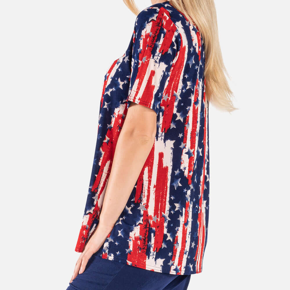 Women's Made in USA Stars and Stripes Short Sleeve Tunic