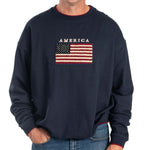 Load image into Gallery viewer, Men&#39;s American Flag Embroidered Crewneck Sweatshirt
