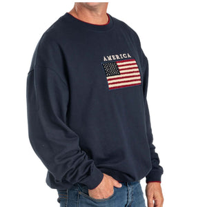 Men's American Flag Embroidered Crewneck Sweatshirt
