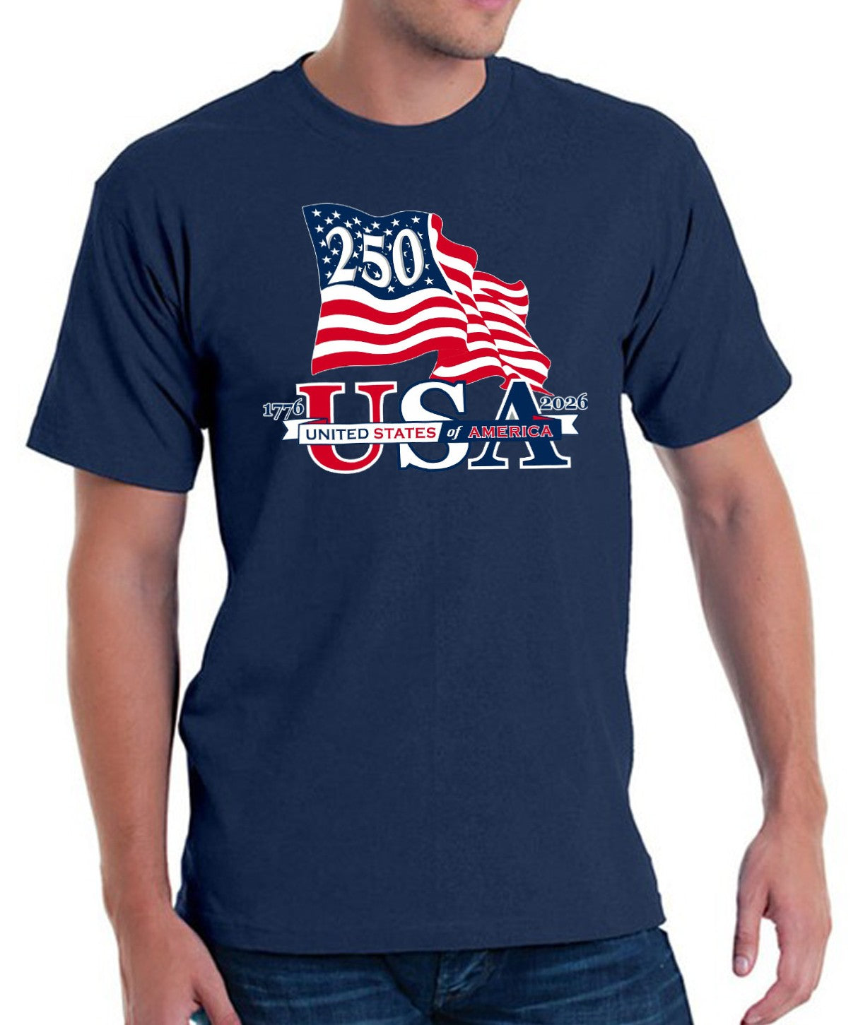 Waving Flag Made in USA - 250th Anniversary - T-Shirt