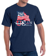 Load image into Gallery viewer, Waving Flag Made in USA - 250th Anniversary - T-Shirt

