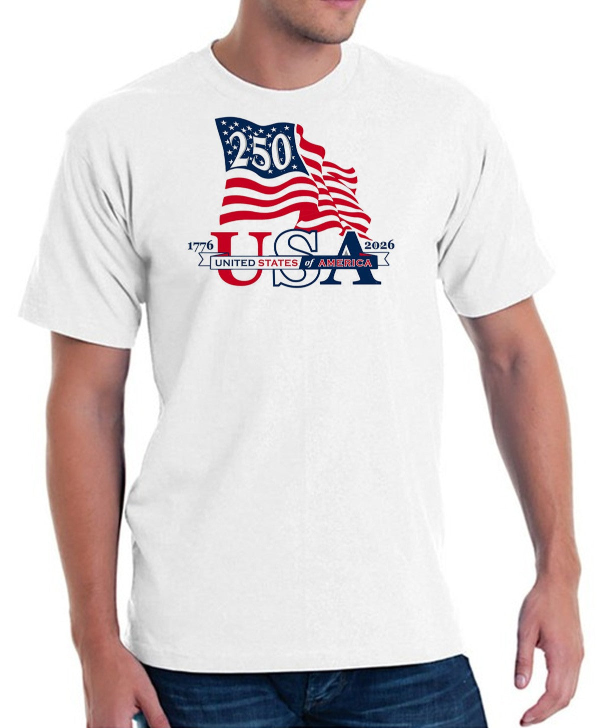 Waving Flag Made in USA - 250th Anniversary - T-Shirt