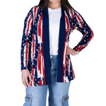 Load image into Gallery viewer, Women&#39;s Made in USA Patriotic Twist – Stars &amp; Stripes Cardigan
