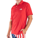 Load image into Gallery viewer, Men&#39;s US Flag Performance Grid Polo
