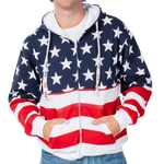 Load image into Gallery viewer, Unisex Patriotic Stars Full Zip Stars and Stripes Hoodie
