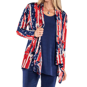 Women's Made in USA Stars and Stripes Sharkbite Cardigan