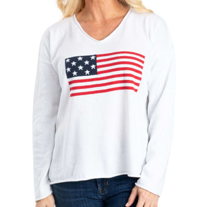 Women's Made in USA V-Neck Flag Sweater