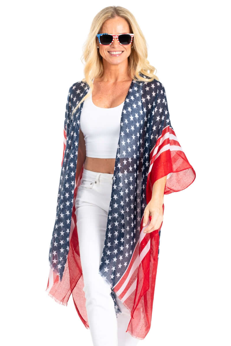 Waving American Flag Women's Topper-The Flag Shirt