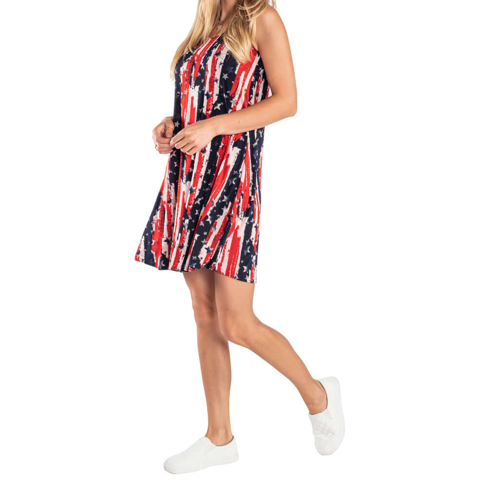 Women's Made in USA Stars and Stripes Travel Tank Dress