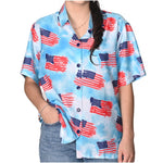 Load image into Gallery viewer, Women&#39;s Patriotic Cloud Flag Hawaiian Shirt
