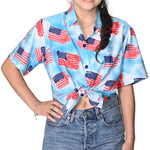 Load image into Gallery viewer, Women&#39;s Patriotic Cloud Flag Hawaiian Shirt
