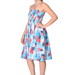 patriotic women's dress Women's One Size Patriotic Cloud Flag Dress