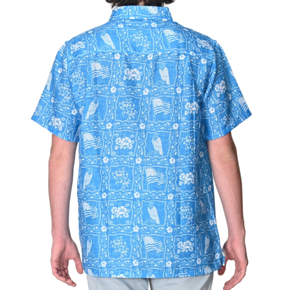 Men's Linen Effect Hawaiian Eagle Shirt