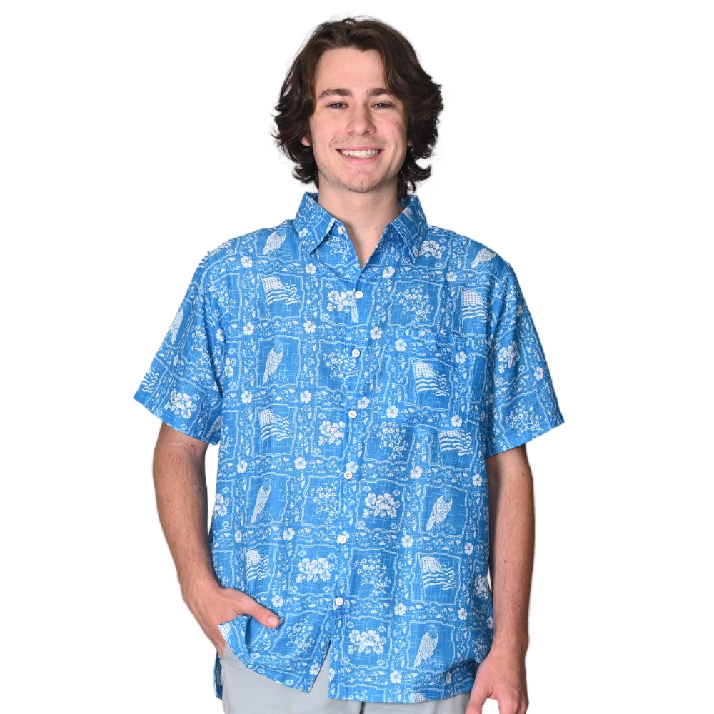 Men's Linen Effect Hawaiian Eagle Shirt