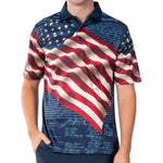 Load image into Gallery viewer, Men&#39;s American Flag Tech Polo
