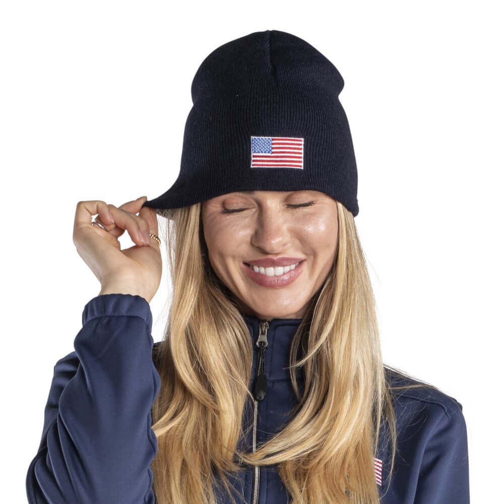 Made in USA Embroidered Flag Beanie