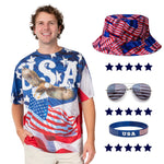 Load image into Gallery viewer, Men&#39;s USA Eagle Flag Shirt, Hat, Sunglasses, and Wristband Set
