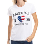 Load image into Gallery viewer, Women&#39;s USA Flag Heart 1776  Freedom T-Shirt
