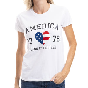 Women's USA Flag Heart 1776  Freedom T-Shirt