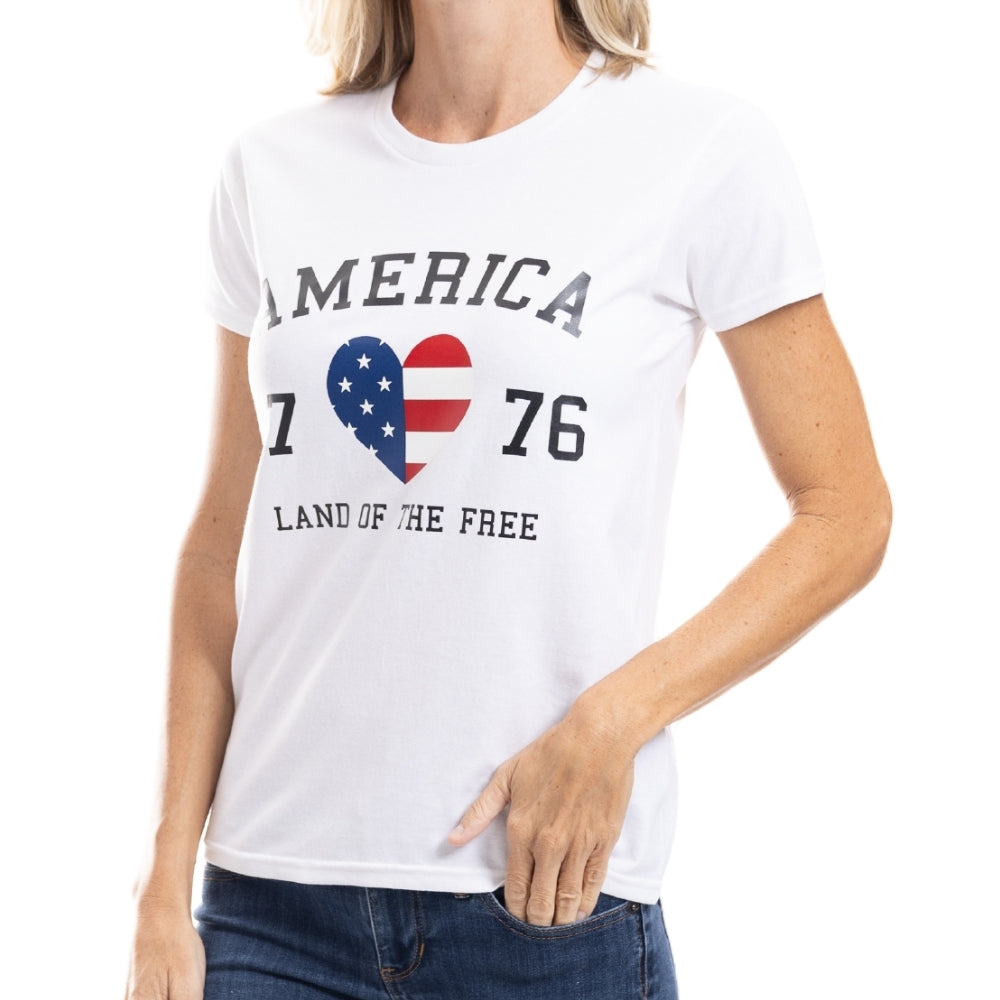 Women's USA Flag Heart 1776  Freedom T-Shirt