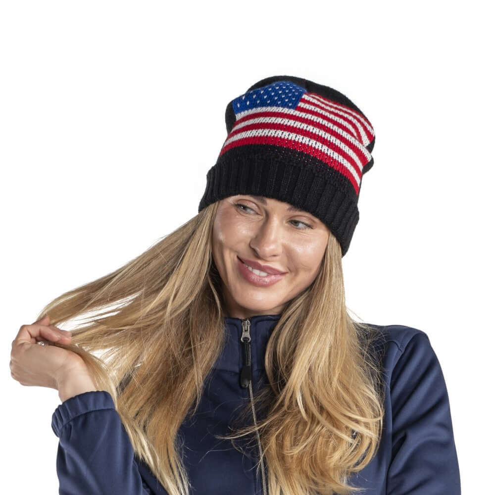Made in USA Knit in Slouch Flag Beanie