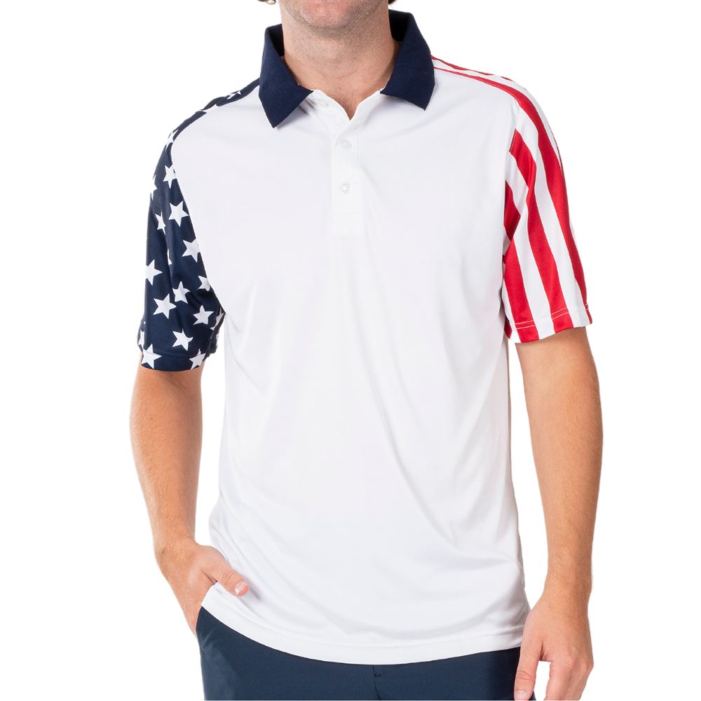 Men's Stars and Stripes Sleeved Polo Shirt