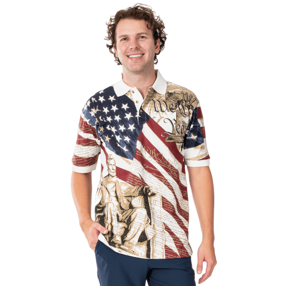 Waving American Flag Lincoln Polo Shirt- The Flag Shirt