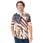 Load image into Gallery viewer, Waving American Flag Lincoln Polo Shirt- The Flag Shirt
