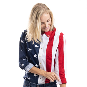 Women's Stars and Stripes 100% Cotton Long Sleeve Top