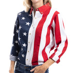 Load image into Gallery viewer, Women&#39;s Stars and Stripes 100% Cotton Long Sleeve Top
