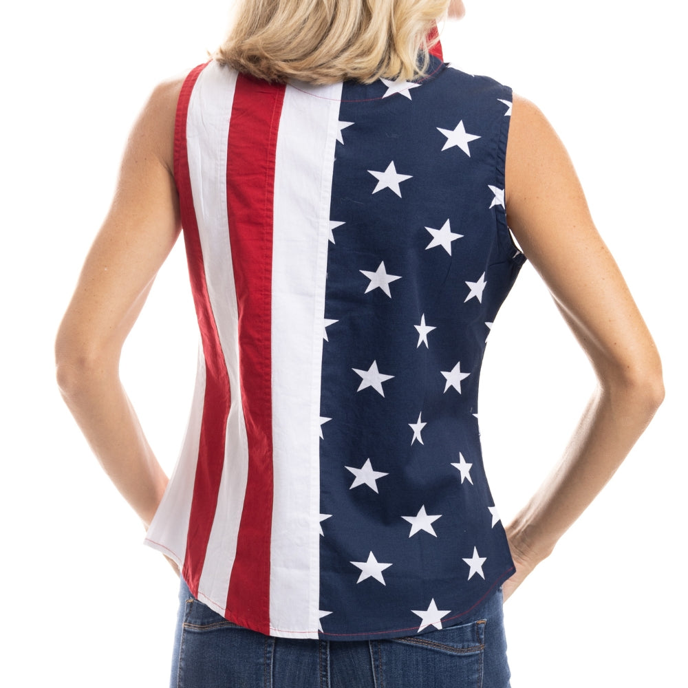 Women's Stars and Stripes 100% Cotton Sleeveless Top