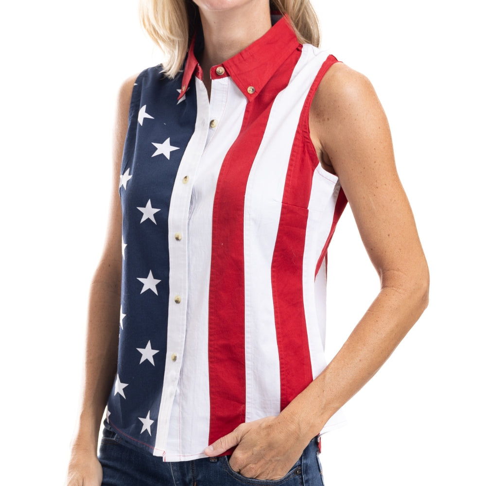 Women's Stars and Stripes 100% Cotton Sleeveless Top