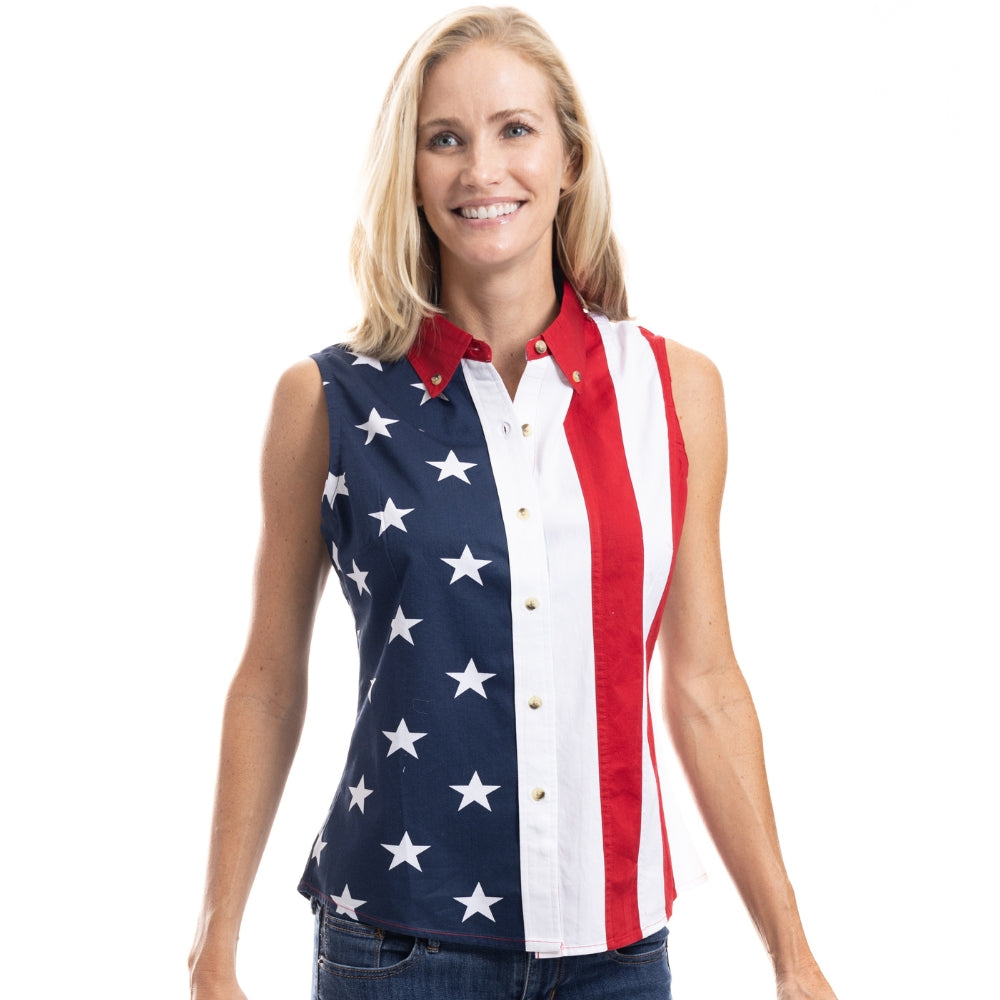 Women's Stars and Stripes 100% Cotton Sleeveless Top