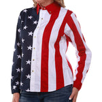 Load image into Gallery viewer, SPECIAL-Women&#39;s Stars and Stripes 100% Cotton Long Sleeve Top
