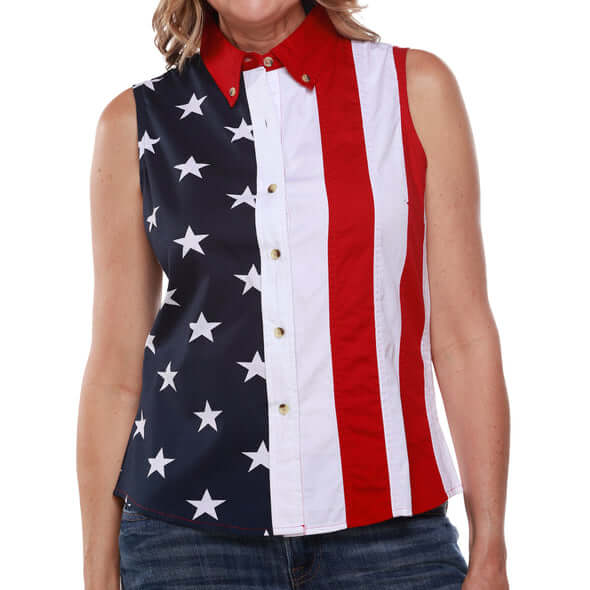 Women's Stars and Stripes Sleeveless with Hat and Bracelet