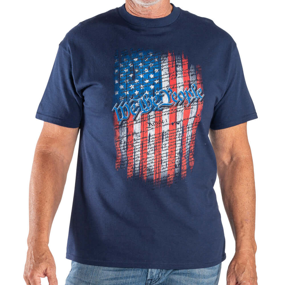 Made in USA We The People Vertical Flag Short Sleeve T-Shirt