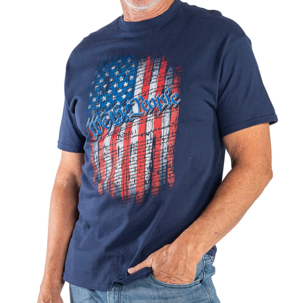 Made in USA We The People Vertical Flag Short Sleeve T-Shirt