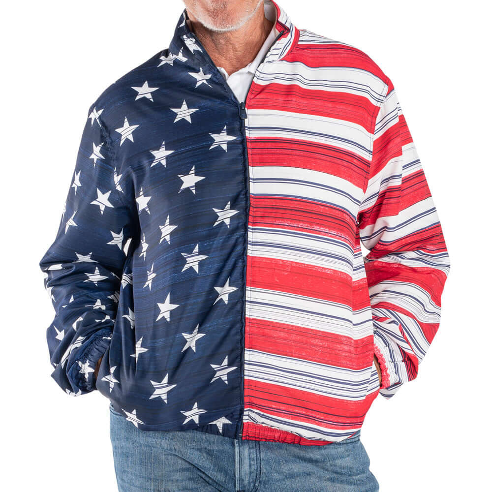 Unisex Patriotic Eagle Full Zip Windbreaker Jacket