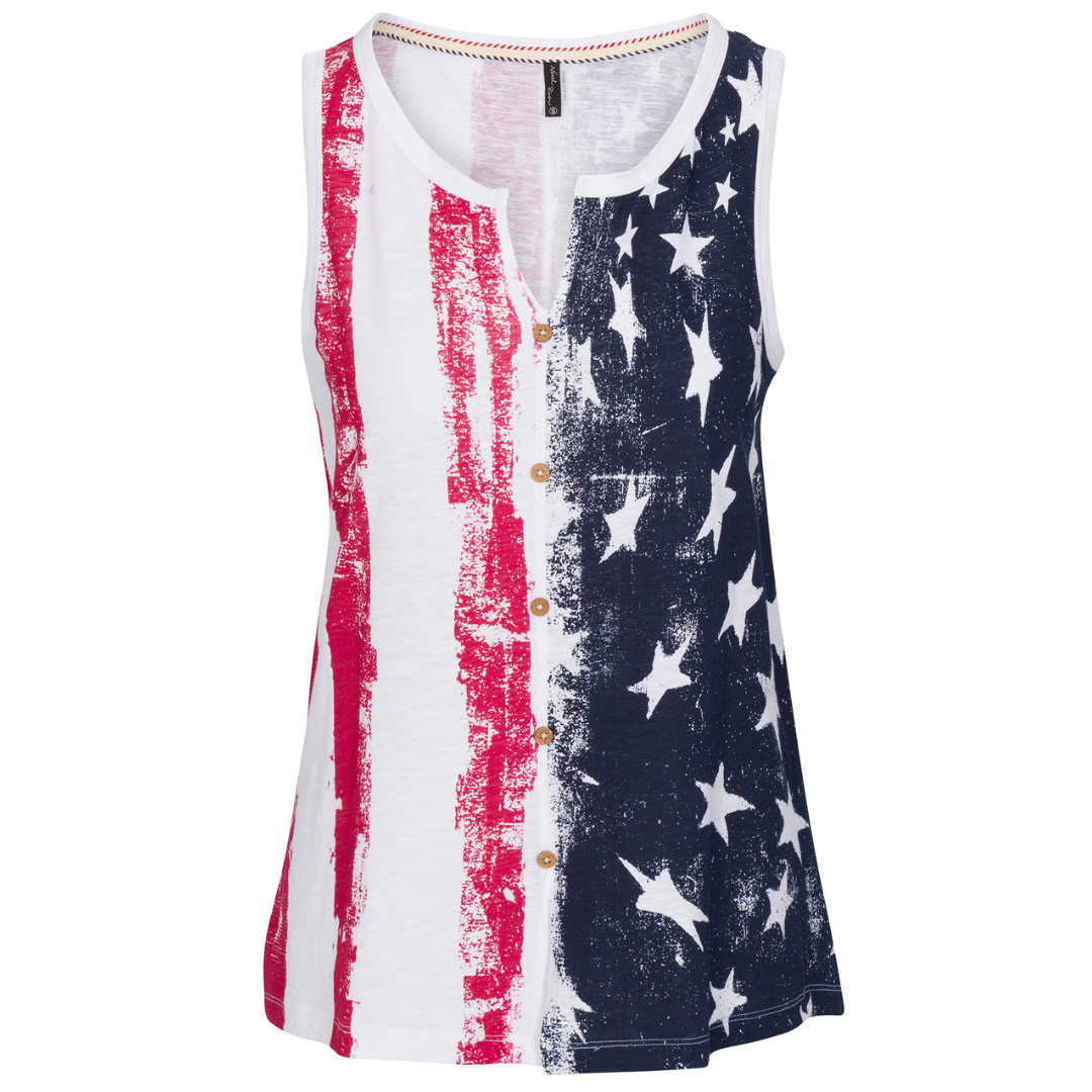 Ladies Sleeveless american flag top