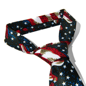 Parquet Mens Necktie With Mini American Flags - Blue - One Size Neck Tie