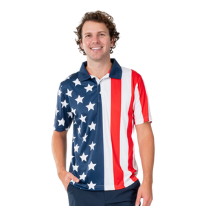 Men's Performance Golf American Flag Shirt