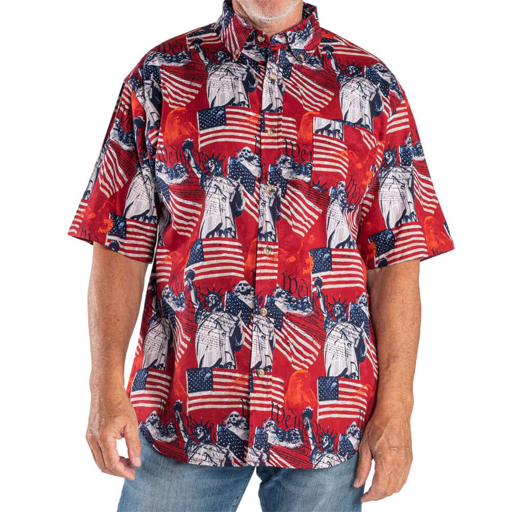 Men's Eagle Liberty 100% Cotton Button-Down Short Sleeve Shirt