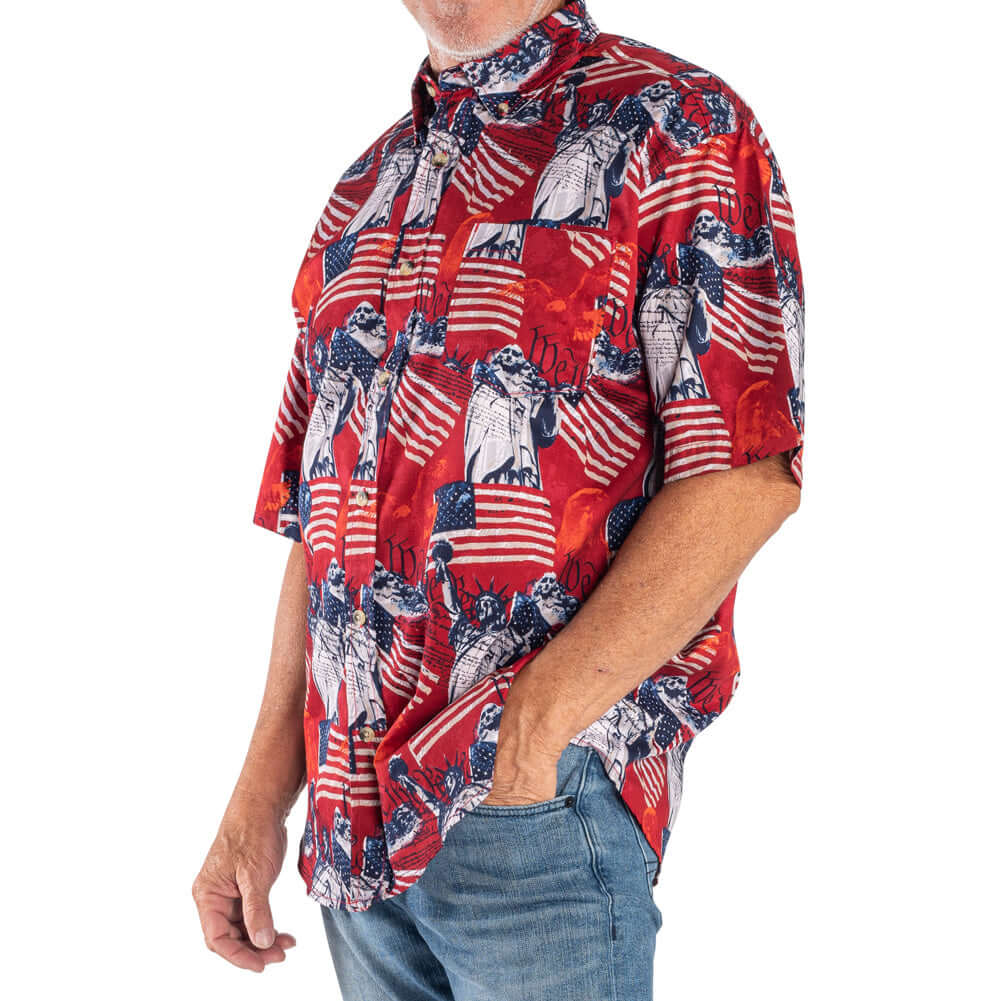 eagle dress shirt ROPER MEN'S BLACK AMERICAN EAGLE AND FLAG WESTERN SNAP SHIRT