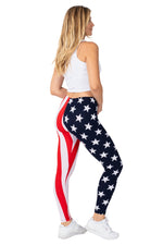 Load image into Gallery viewer, Women&#39;s American Flag Patriotic Leggings with Bracelet
