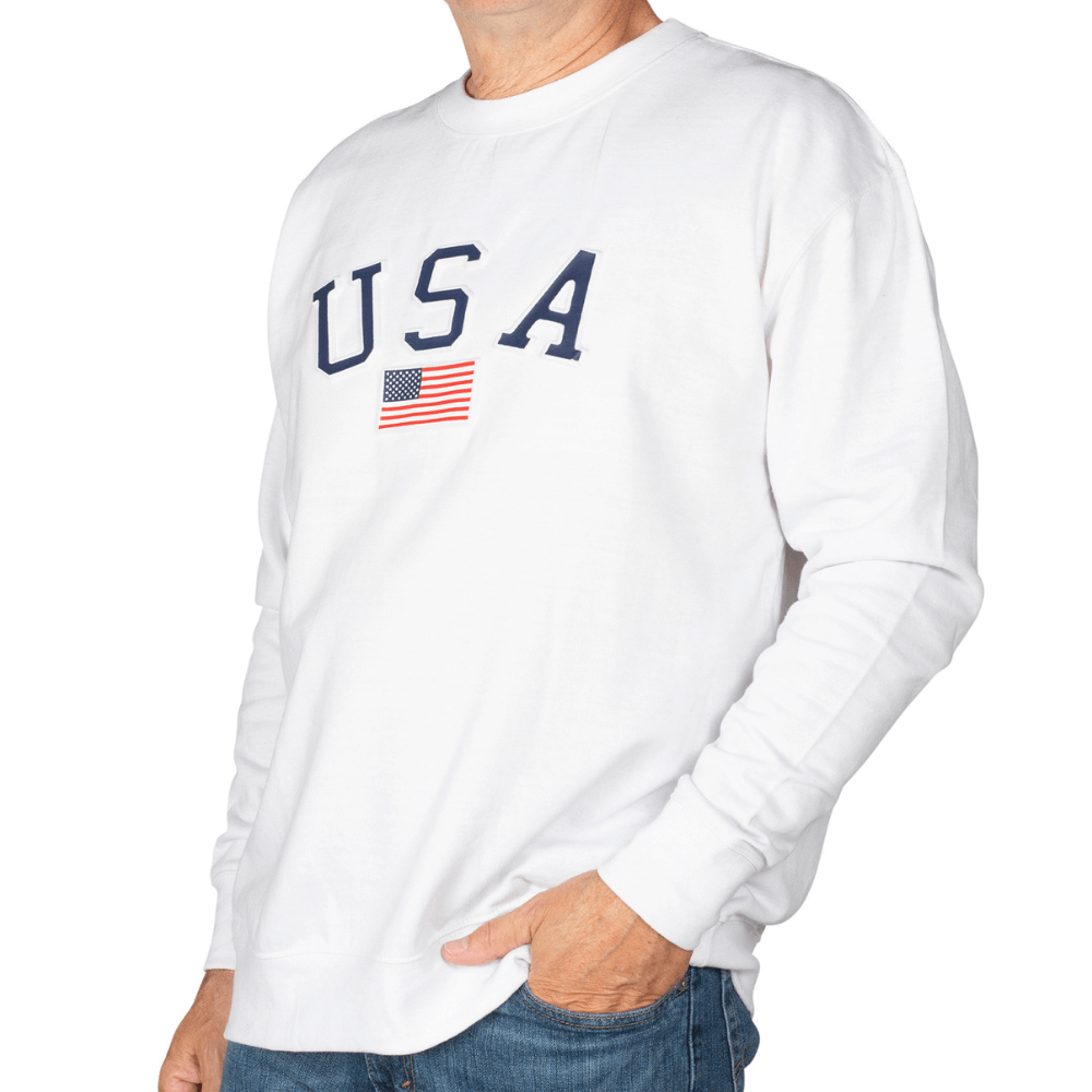 Unisex Embossed USA Crewneck Fleece Sweatshirt