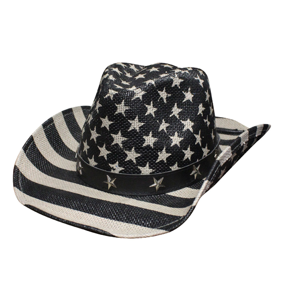 Black & Gray Stars and Stripes Cowboy Hat display picture 3